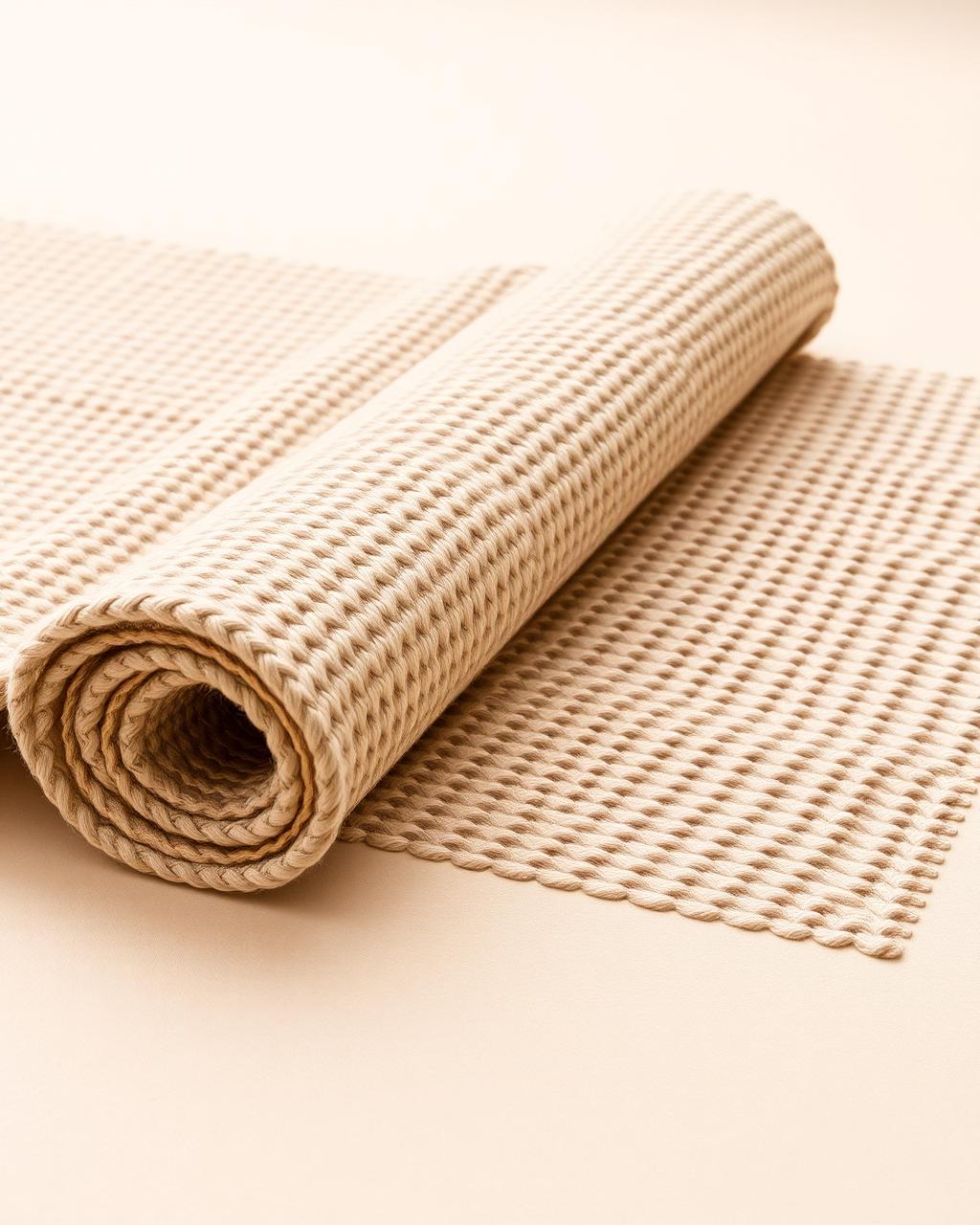 Assur Jute Rug — handspun jute rug with natural fibre texture, styled on a cream floor, 160×230 cm, styled in a minimalist cream interior