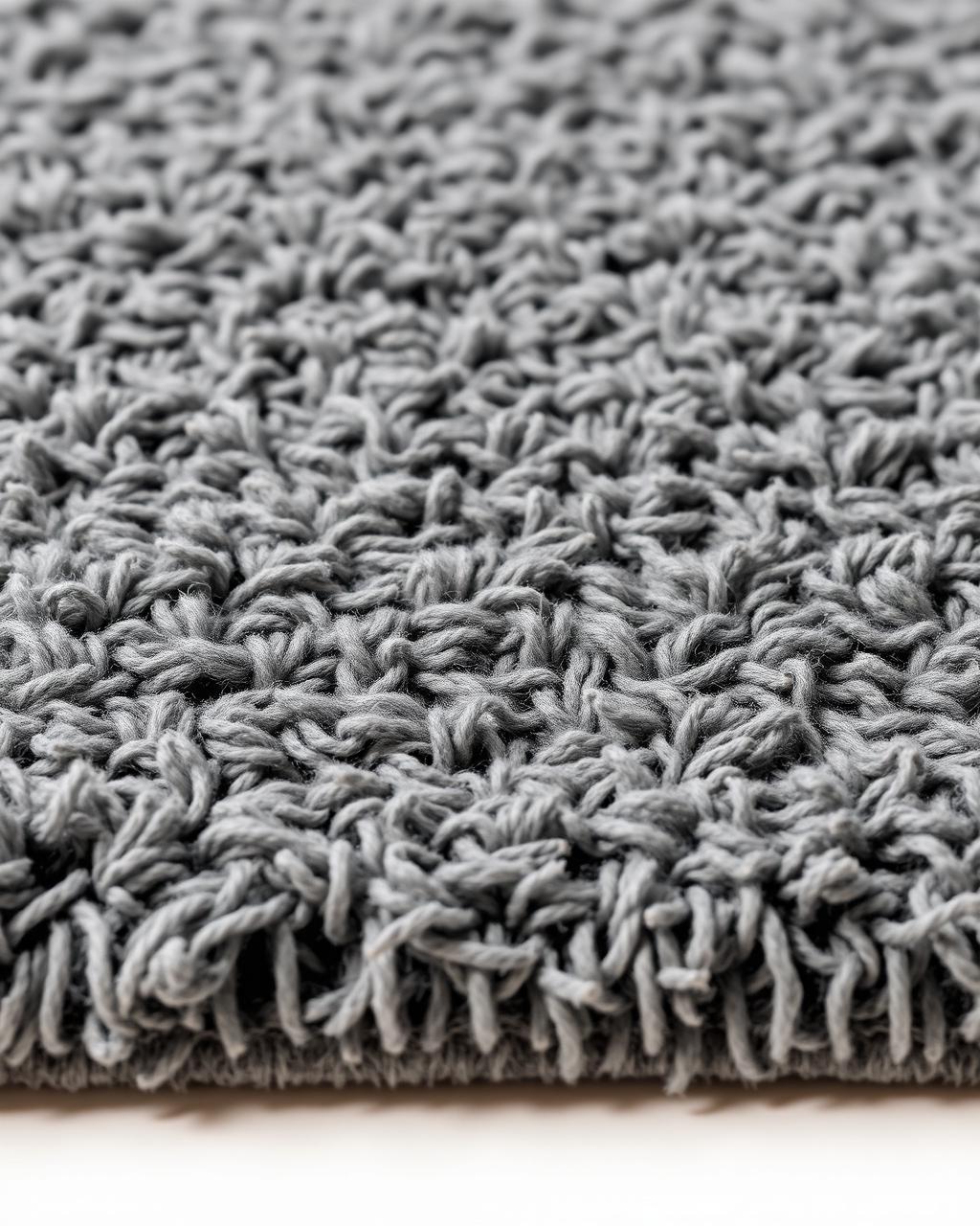 Taidu Shag Rug — plush shag wool rug in warm grey with a deep looped pile, 140×200 cm, styled in a minimalist cream interior