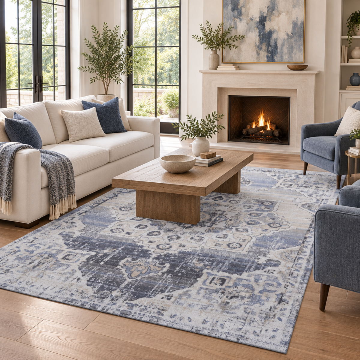 Mitanni Home 22105A Cream/Blue area rug, image 1 of 9