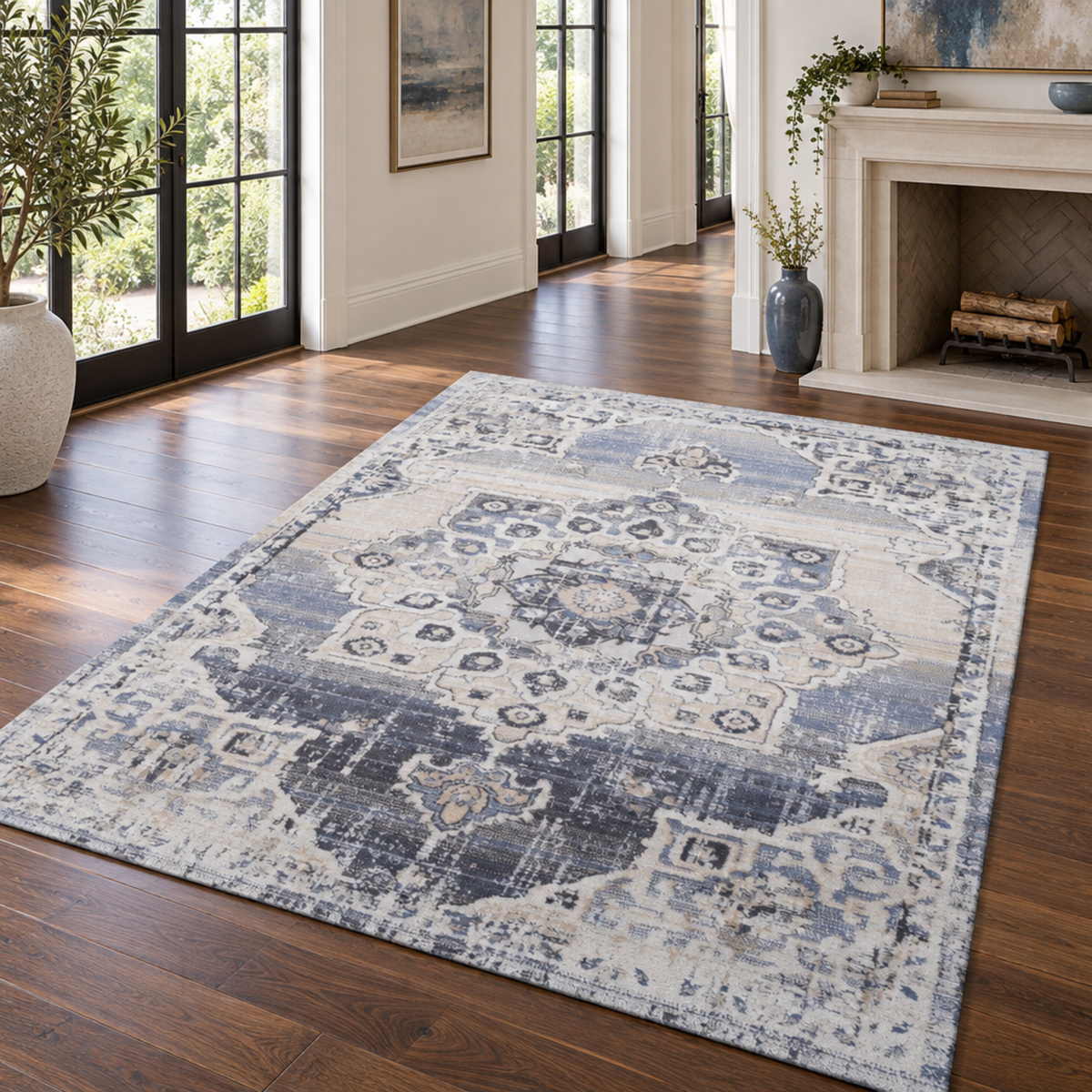 Mitanni Home 22105A Cream/Blue area rug, image 7 of 9