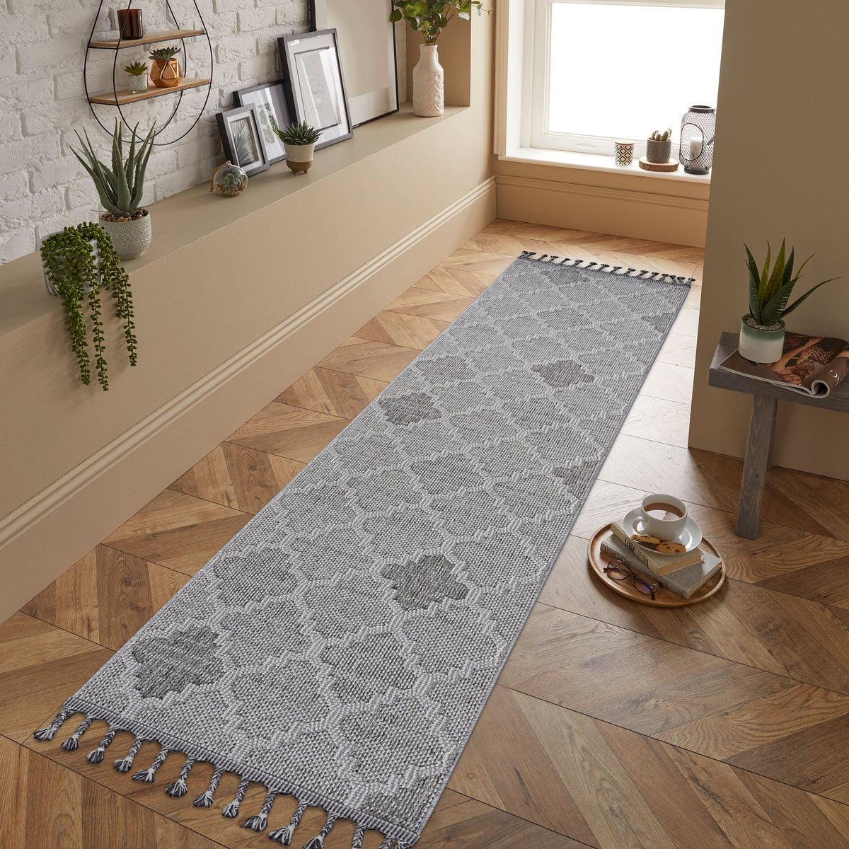 Mitanni Home 22701A WHITE/GREY runner, photo 1