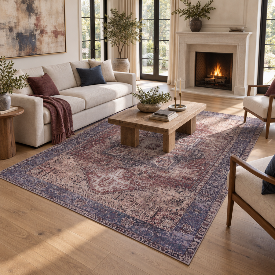 Mitanni Home 33747A BURGUNDY/BLUE area rug, image 1