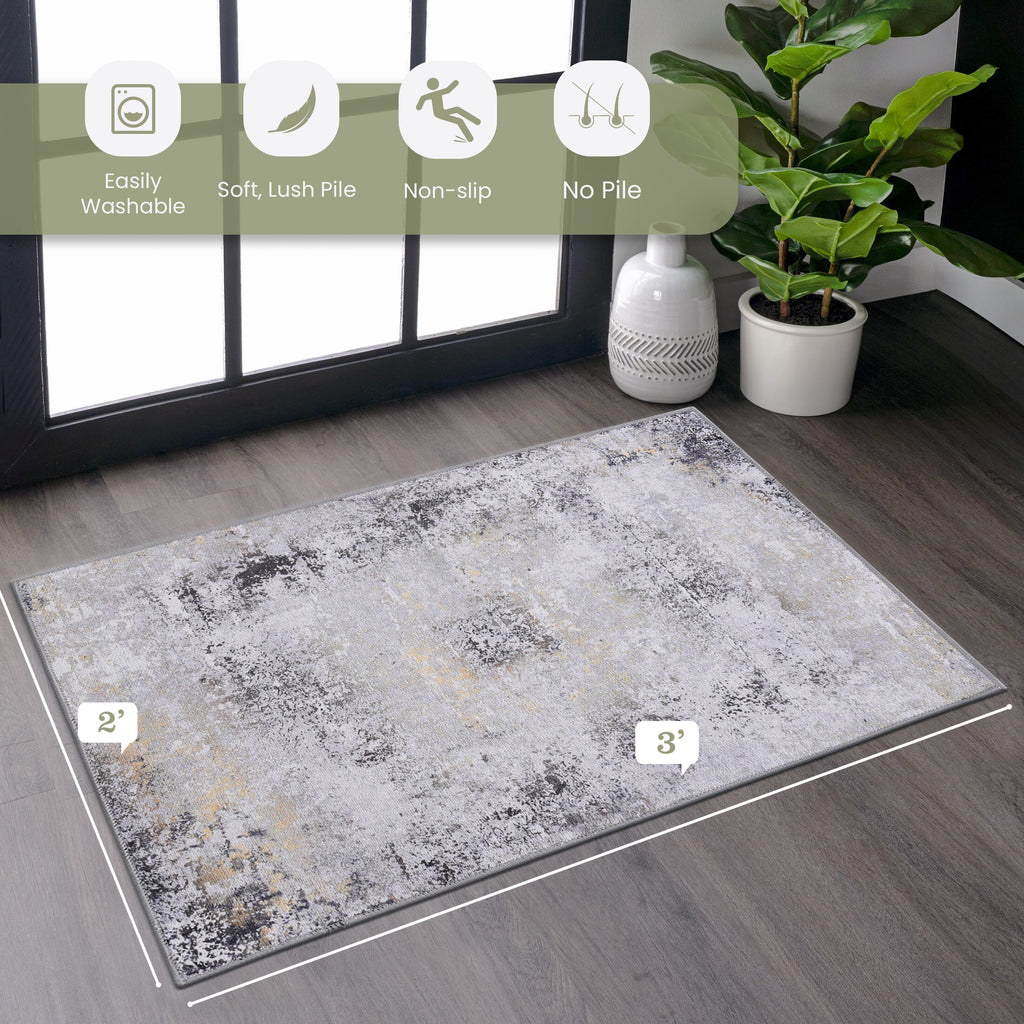 Mitanni Home 33744A | GRAY/GOLD | 2' x 3', 2'6'' x 10', 3' x 5', 4' x 6', 5' x 8', 6' x 9', 8' x 10', 9' x 12' | 33744A Gray-Gold 2x3
